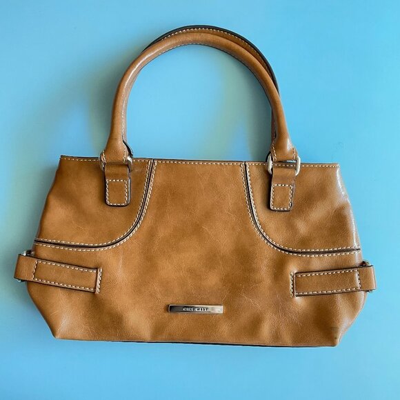 Y2K Nine West Vegan Leather Baguette Shoulder Bag Brown - Picture 1 of 7